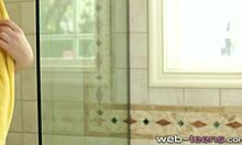 Teen brunette rims blonde while getting fingered in high definition