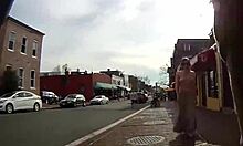 Topless Girl Strolling Boldly Around Town