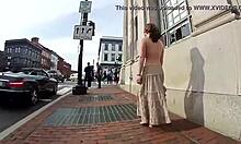 Topless Girl Strolling Boldly Around Town