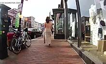 Topless Girl Strolling Boldly Around Town