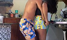 Step-Mother Bent Over in Kitchen by Naughty Step-Son