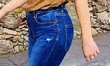 Sexiest Walking Ever On Street Braless!