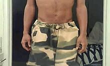 skinny brunette teases father-in-law with barefoot toes in dorm workout 😏