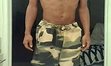 skinny brunette teases father-in-law with barefoot toes in dorm workout 😏