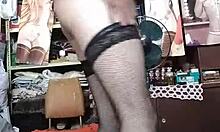 I can't believe how sexy this travesti looks in her red thong, her ass is amazing!