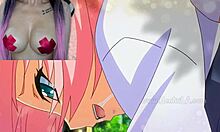 oh wow, she tricks him with four girls and begs for an orgy in this hentai!