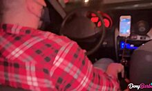 Blonde milf convinces uber driver to fuck her ass and blowjob