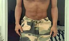 skinny brunette teases father-in-law with barefoot toes in dorm workout 😏