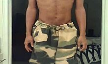 skinny brunette teases father-in-law with barefoot toes in dorm workout 😏