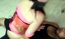 Feeling the intense passion as my girlfriend in pink lingerie sucks and fucks deeply.
