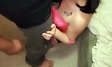 Feeling the intense passion as my girlfriend in pink lingerie sucks and fucks deeply.