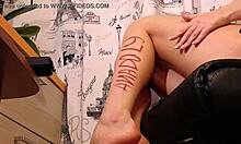 The sexy British bitch caresses her legs in the shower for your fetish pleasure