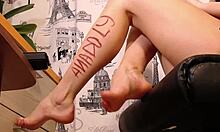 The sexy British bitch caresses her legs in the shower for your fetish pleasure