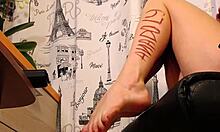 The sexy British bitch caresses her legs in the shower for your fetish pleasure