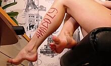 The sexy British bitch caresses her legs in the shower for your fetish pleasure