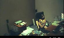 Office brunette girl caught fingering herself during break time