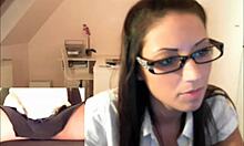 in a cozy webcam session, a cute teen girl teases and sucks a hard cock until he cums
