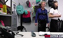 Cute Young Shoplifter Banged Hard by Store Detective in Backroom. No Mercy for Petite Thief!