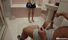 hot teen sucks teacher's dick in bathroom pov