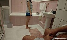 hot teen sucks teacher's dick in bathroom pov