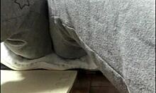 japanese girl masturbates solo, getting aroused watching her own actions.