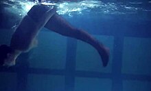 lozhkova teases in see-through shorts while swimming in the pool