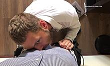 Office slut delivers massive cumshot in blowjob compilation.