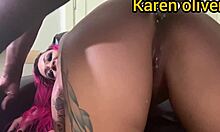 Big black cock overwhelms redhead with oral and creampie