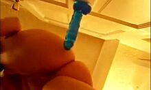 Alexis 19 FUCKS Blue Dildo on Door and SQUIRTS!