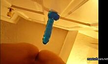 Alexis 19 FUCKS Blue Dildo on Door and SQUIRTS!
