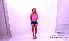 Cute young 18+ babes tease with strap-ons in the studio.