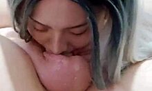 gorgeous asian fem sucking big dick
