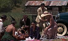 This wild outdoor orgy features hot girls indulging in big group fucks