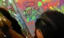 Black guy cums in mouth after fucking in party bathroom