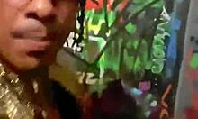 Black guy cums in mouth after fucking in party bathroom