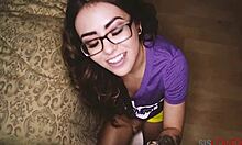 watch amina allure, the nerdy brunette stepsis, fuck with her big tits bouncing?