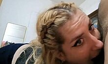 beautiful blonde observes the sucking technique