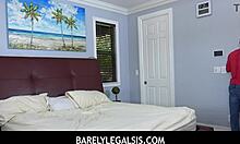 Stepsiblings Dani Blue and Sophia Sweet sneak into stepbro's room for fun.