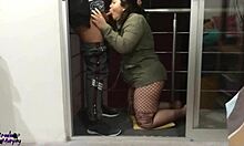 I gave a blowjob on my sister-in-law's balcony and swallowed cum, it was so public and hot.