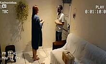 the hot wife greets the delivery guy wearing only panties