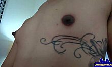 Cute ts amateur jerking her hard cock with toys 😍