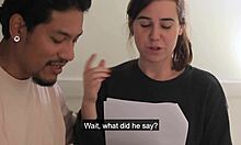 sexy roommates fool around on the bed after rehearsing a dirty script