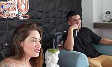 Podcast spirals wild with deep throat and massive cum live