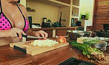 do you prefer fucking me with or without seasoning, blonde with big natural tits in homemade oral and cowgirl