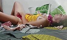 blonde milf in satin gets deepthroat and ass to mouth action