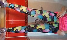 pee and close-up dildo masturbation in gym shower