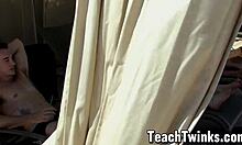 Sneaky twinks plan pool fuck, but jock friends crash with monster cocks