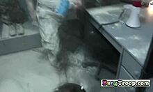 Muscled Soldiers Touch In Showers