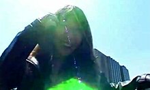 japanese babe's pussy getting pounded doggystyle outside the building