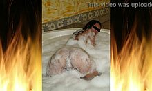 Latina in dorm teases with wet pussy and feet